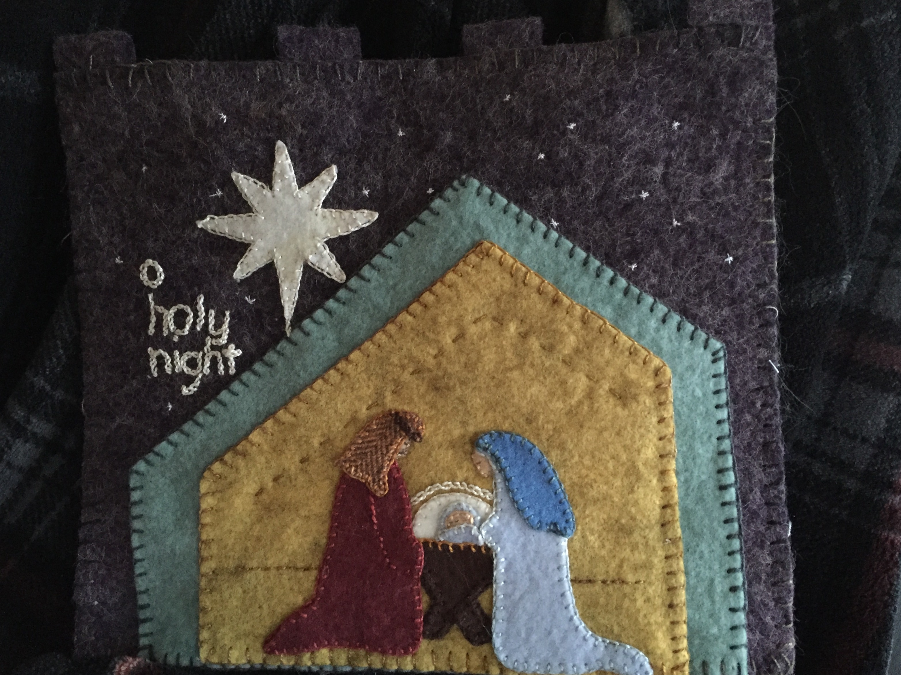 Manger Scene Wool Applique