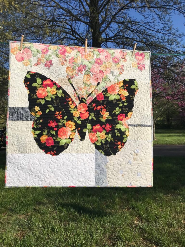 Butterfly made by choosing fabrics for quilts using both sides.