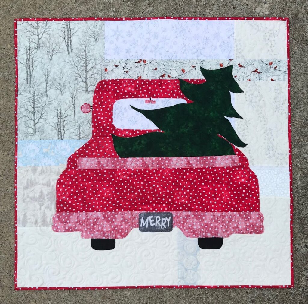 image of red truck quilt