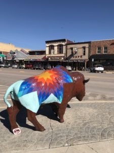 Image of Bison Statue with Quilt