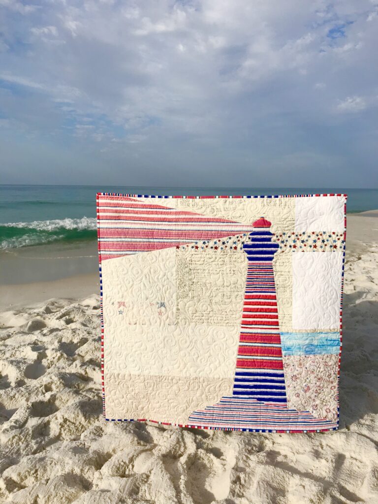 Image of patriotic lighthouse quilt