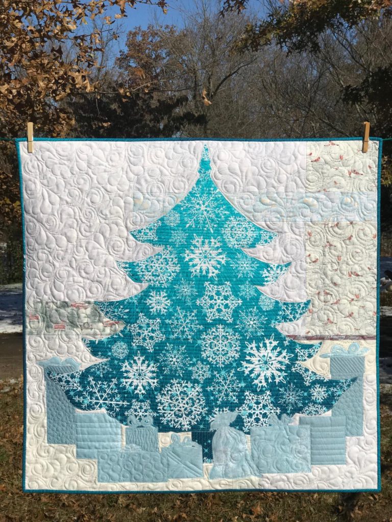 Image of Blue Christmas Tree Quilt