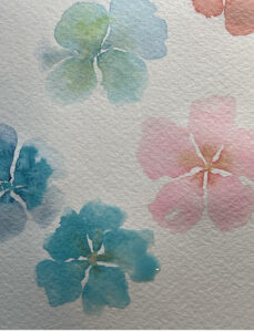 image of paint brush to fabric watercolor flowers