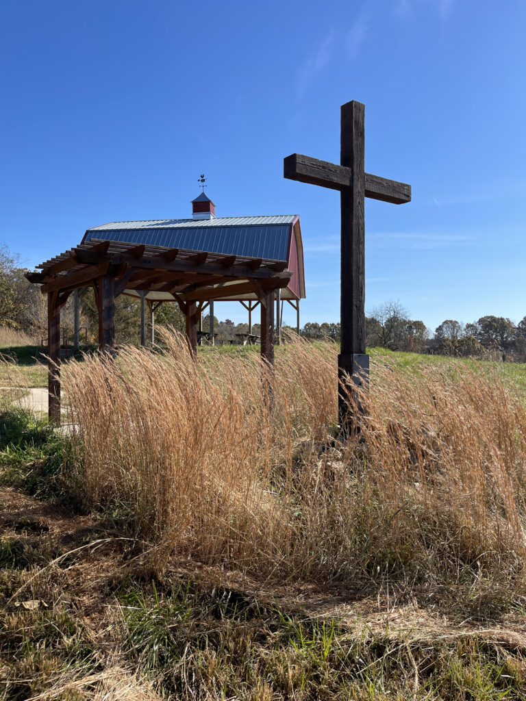 image of pavilion and cross