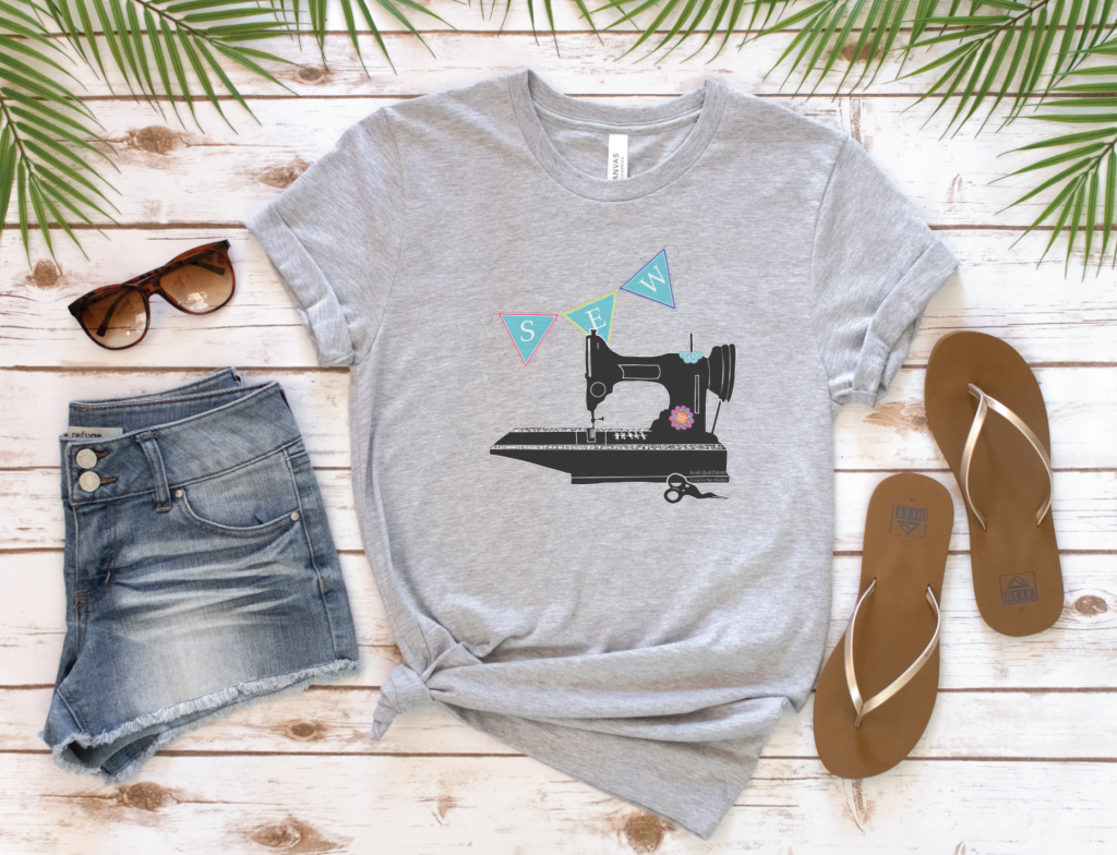 Athletic Heather Tee with Aria Sewing Machine