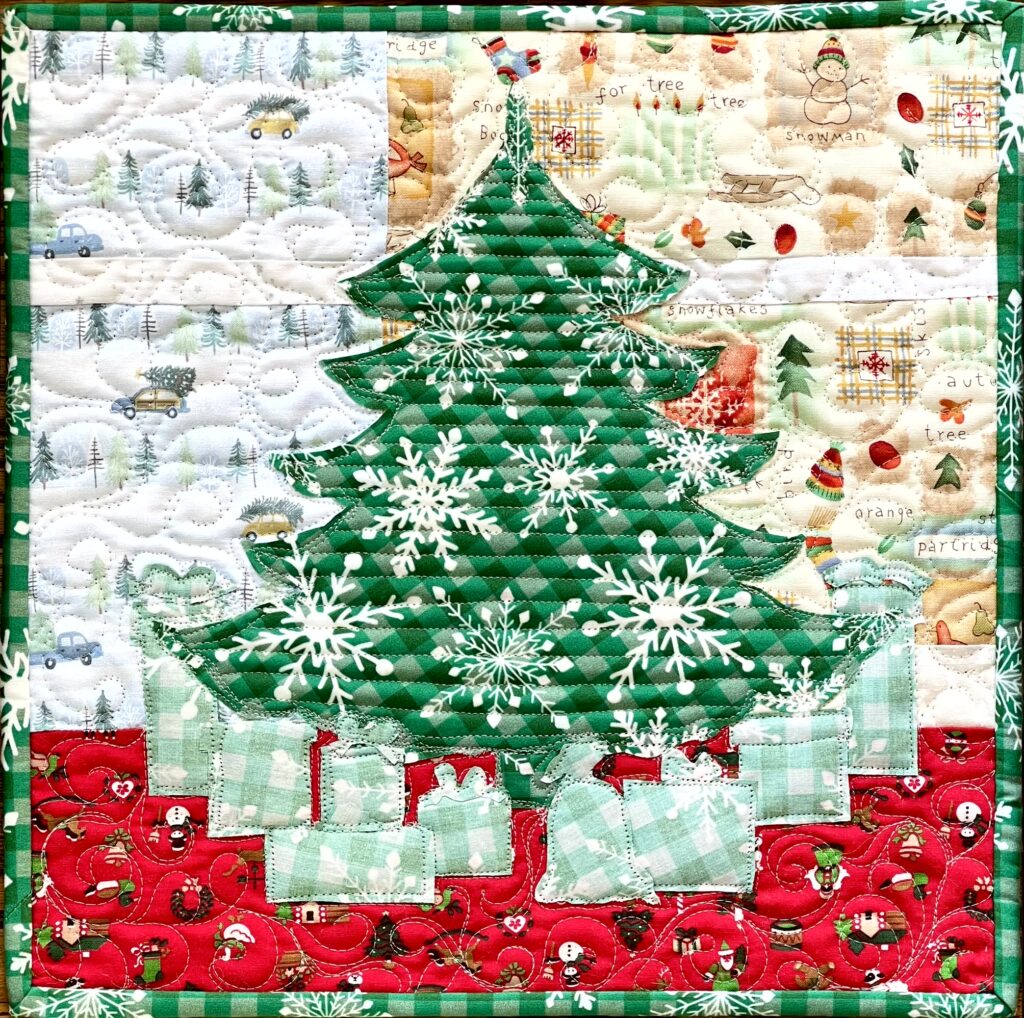 Mini Christmas tree applique quilt pattern